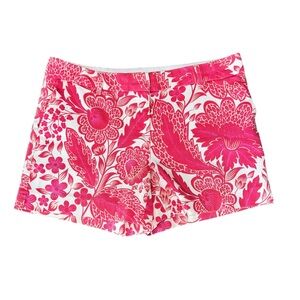 KENAR women’s pink and white floral paisley textured cotton shorts size 6